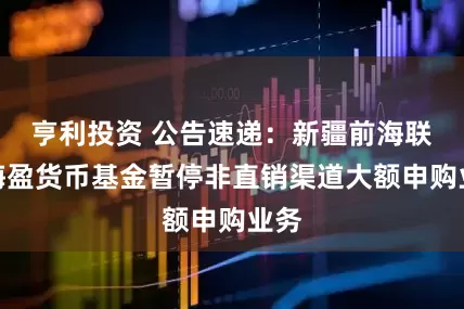 亨利投资 公告速递：新疆前海联合海盈货币基金暂停非直销渠道大额申购业务